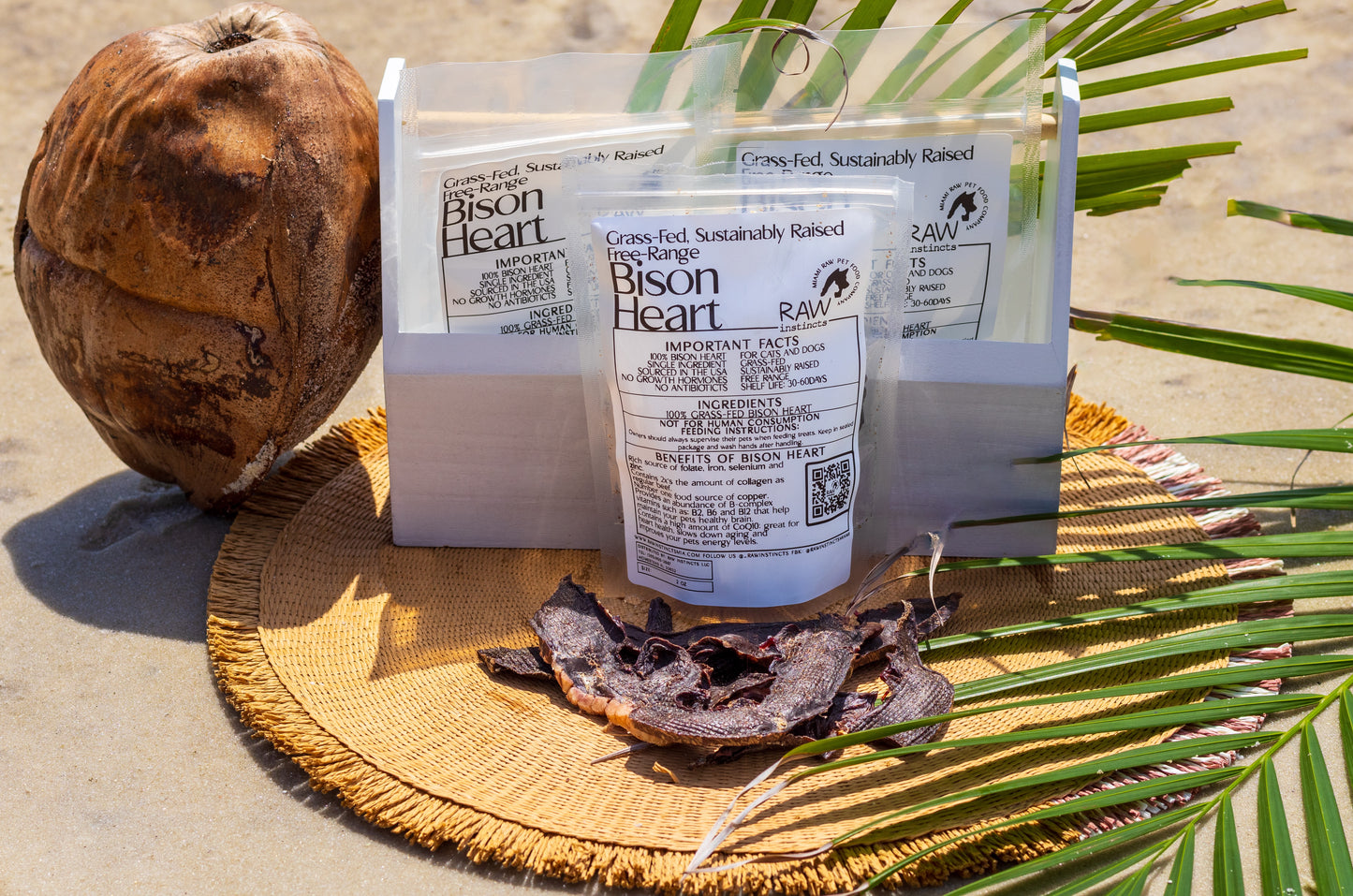 Dehydrated Bison Heart single ingredient treat for dogs