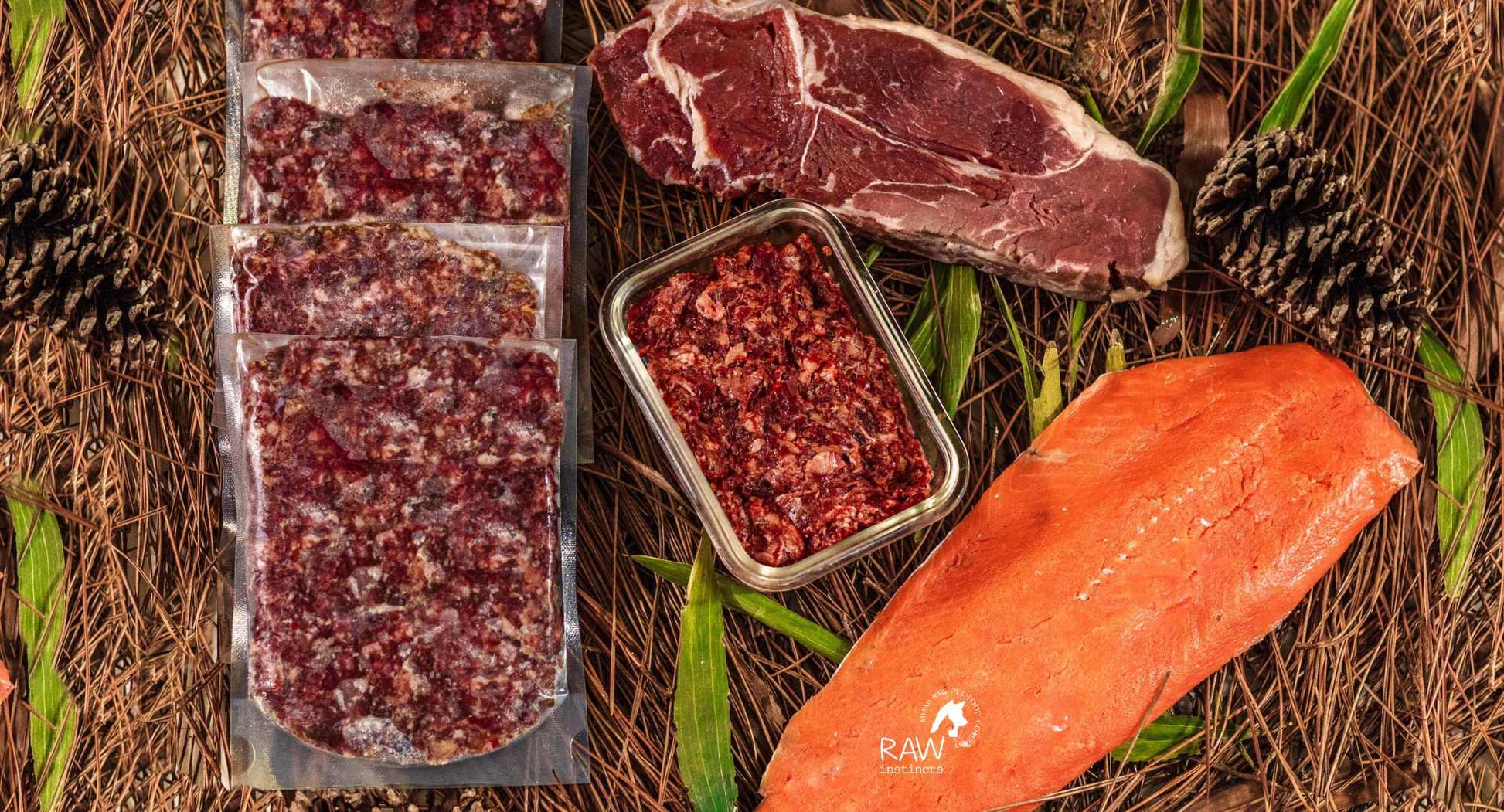 Human-Grade Raw Beef & Wild Salmon Surf and Turf PMR — Florida Sourced — Raw Instincts Pet Food
