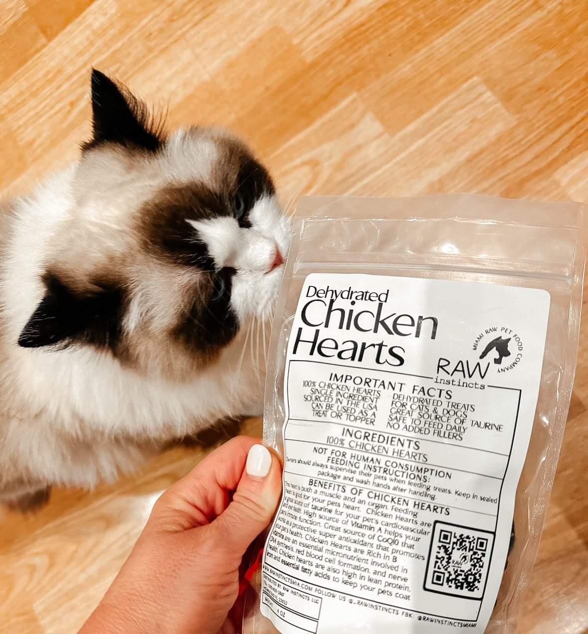 Chicken hearts single ingredient treat for cats super healthy treats